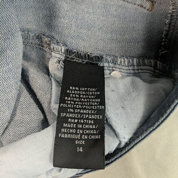 1822 Denim Jeans Pants Distressed Blue 14 High Rise Skinny Ankle - Picture 13 of 14